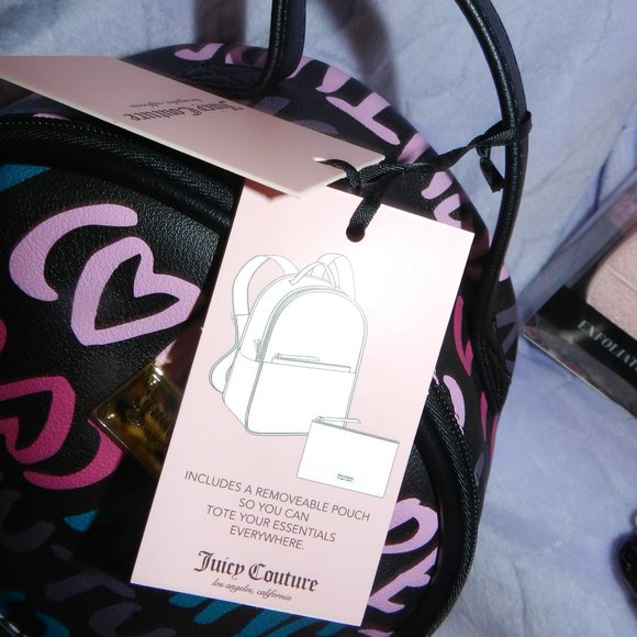 Juicy Coulture Love Letters 3 Peice Backpack, Pouch,Shoulder Bag Set Black NEW - Picture 14 of 15